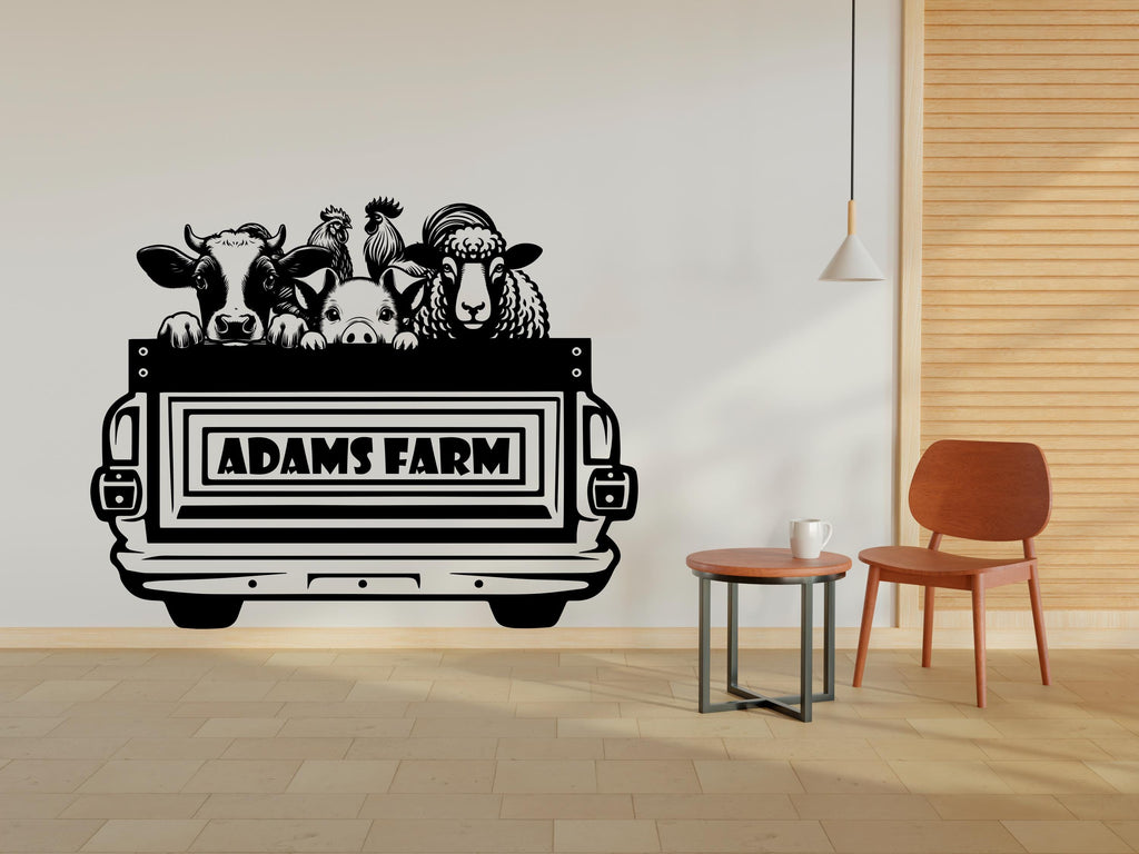 Farm Animals Wall Decal, Cow Truck Wall Art, Sheep Room Wall Decor Pig Farm Room Wall Sticker Rooster Wall Decor Animals Farm Stickers 397RS