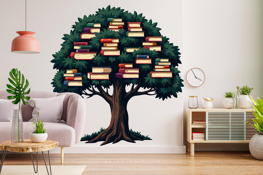 Library Tree Wall Art Decal, Library Wall Decal, Education Decals, Kids Room, Reading room, Nurseries, School, Kids Gifts, Dorm Room 404RS