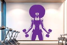 Load image into Gallery viewer, Gym Wall Decal Afro Girl Power fitness Quote Decor Workout Art Vinyl Gym Wall Stickers Bedroom Gym Workout Girl Motivation Crossfit 406RS