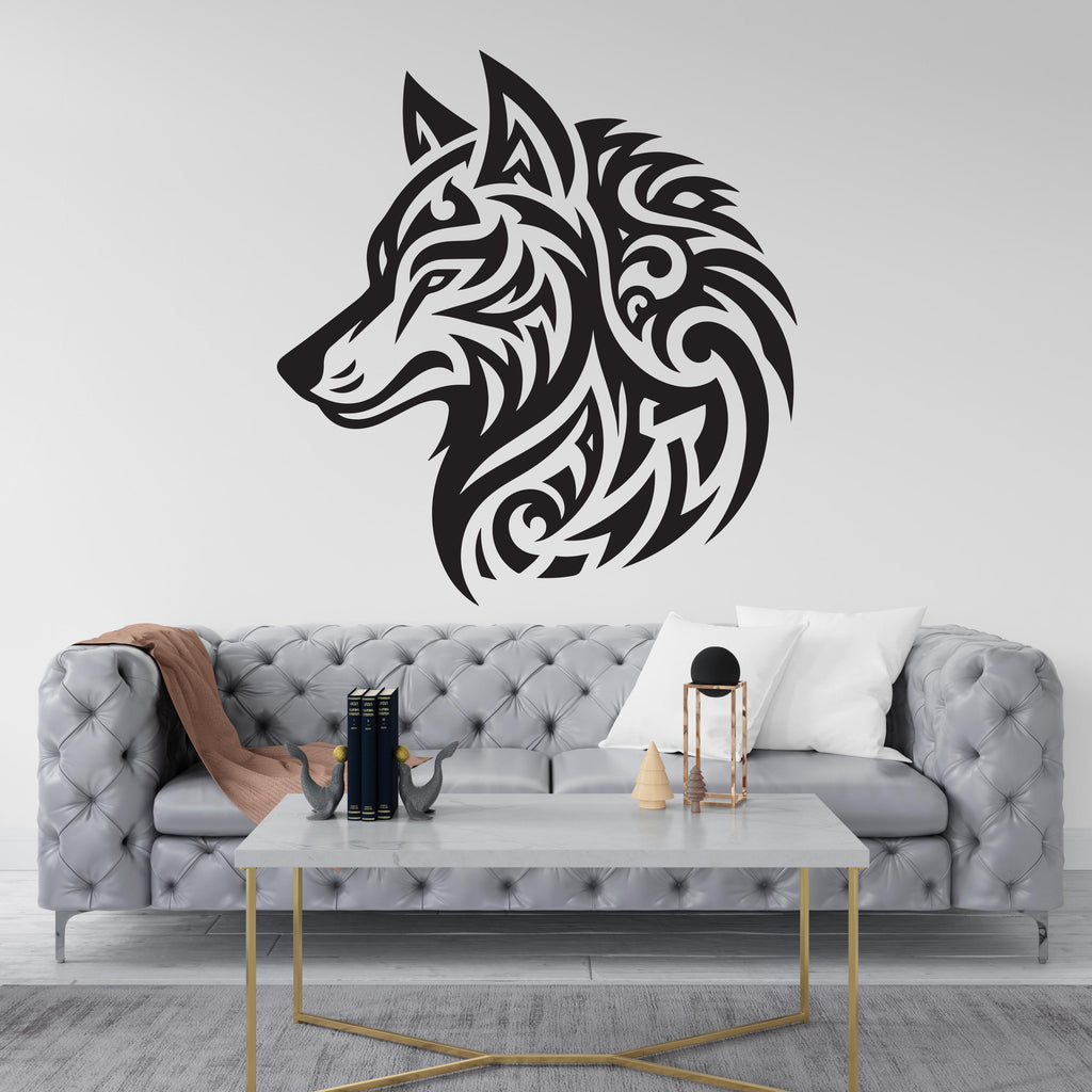 Wolf Tribal Wall Decal, Wolf Wall Art, Wolf Room Wall Decor Wolf Tattoo Room Wall Sticker Wolf Wall Decor Animals Stickers 417RS