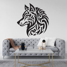 Load image into Gallery viewer, Wolf Tribal Wall Decal, Wolf Wall Art, Wolf Room Wall Decor Wolf Tattoo Room Wall Sticker Wolf Wall Decor Animals Stickers 417RS