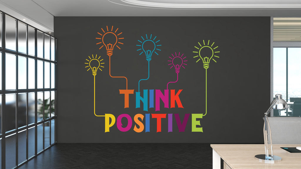 Think Positive Wall Decal, Technology Vinyl Wall Art Decals, Company Name Decal, Office Decor, Business Wall Decal 427RS
