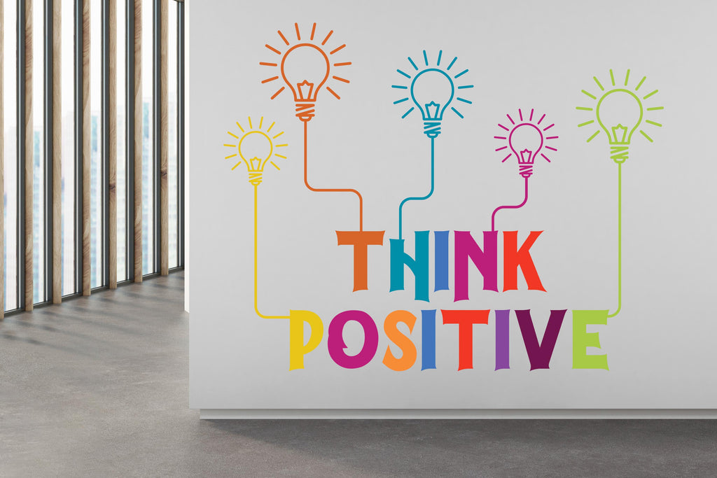 Think Positive Wall Decal, Technology Vinyl Wall Art Decals, Company Name Decal, Office Decor, Business Wall Decal 427RS