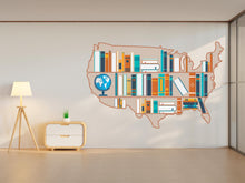 Load image into Gallery viewer, Library USA map wall decals, Books wall decor, bookshelf library wall decal, education decals reading room, nurseries, school, kids 421RS