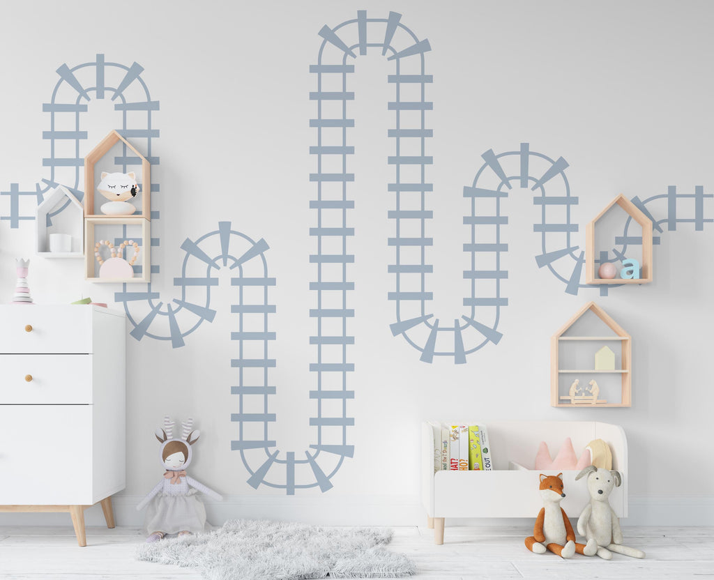Train Tracks Wall Decal Railroad Vinyl Sticker Track Train Wall Decor Kids Playroom Boys Room Wall Art Bedroom Mural Sticker 423RS