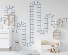 Load image into Gallery viewer, Train Tracks Wall Decal Railroad Vinyl Sticker Track Train Wall Decor Kids Playroom Boys Room Wall Art Bedroom Mural Sticker 423RS