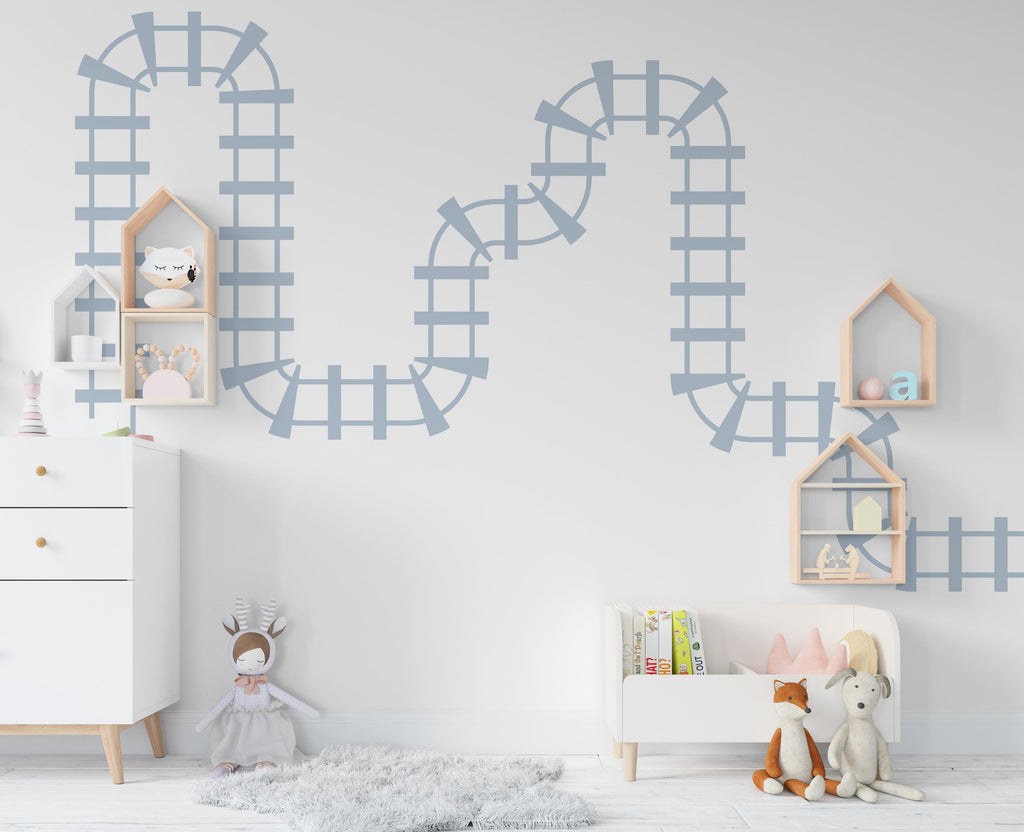 Train Tracks Wall Decal Railroad Vinyl Sticker Track Train Wall Decor Kids Playroom Boys Room Wall Art Bedroom Mural Sticker 422RS