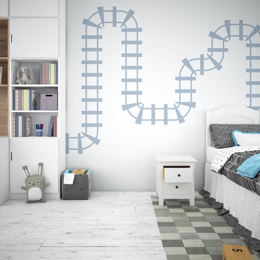 Train Tracks Wall Decal Railroad Vinyl Sticker Track Train Wall Decor Kids Playroom Boys Room Wall Art Bedroom Mural Sticker 422RS