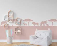 Load image into Gallery viewer, Safari Animals Wall Border Wall Decal, Scallop Decals, Savannah Wall Decor Decal, Boho Nursery, Safari Wall, Border Wall Decal 436RS