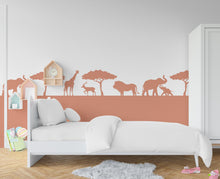 Load image into Gallery viewer, Safari Animals Wall Border Wall Decal, Scallop Decals, Savannah Wall Decor Decal, Boho Nursery, Safari Wall, Border Wall Decal 436RS
