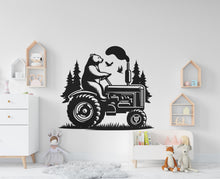Load image into Gallery viewer, Bear on Tractor Wall Decor Bear Farm Tractor Wall Art Gym Wall Decals Bear Wall Decal Village Gifts Home Gym Wall Sticker Farm 440RS