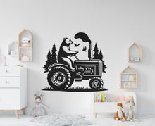 Load image into Gallery viewer, Bear on Tractor Wall Decor Bear Farm Tractor Wall Art Gym Wall Decals Bear Wall Decal Village Gifts Home Gym Wall Sticker Farm 440RS