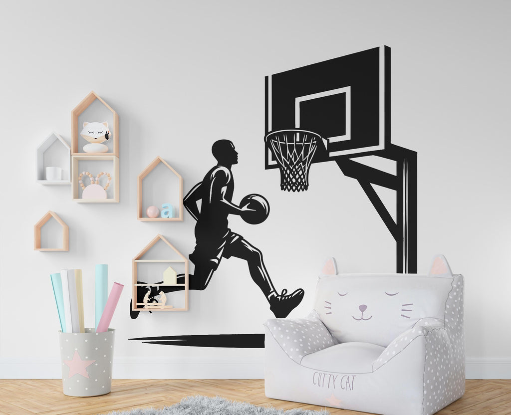 Basketball wall decal Hoop wall art Sport Wall Decal Kids Decal Basketball Gifts wall Vinyl Wall Sticker Boy Room 445RS