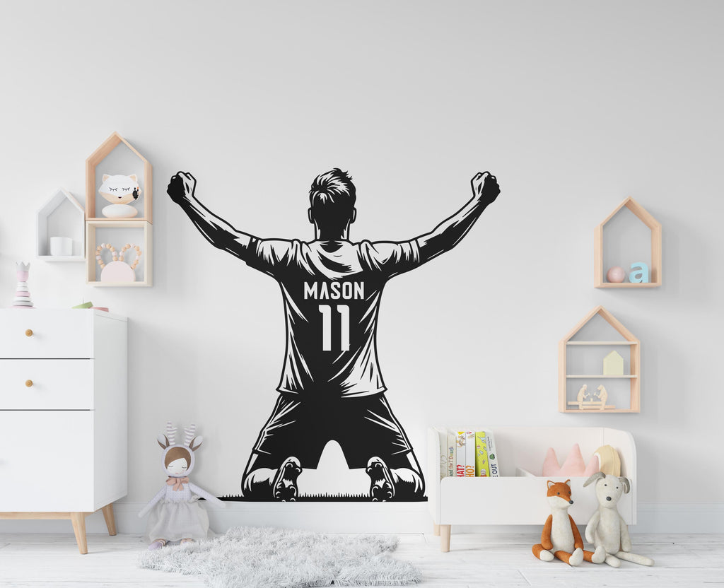 Soccer wall decor, Football Wall Decal Sport Vinyl, Personalized gifts, Football stickers, Boys Goal Wall Art, Wall Stickers Kids Room 448RS