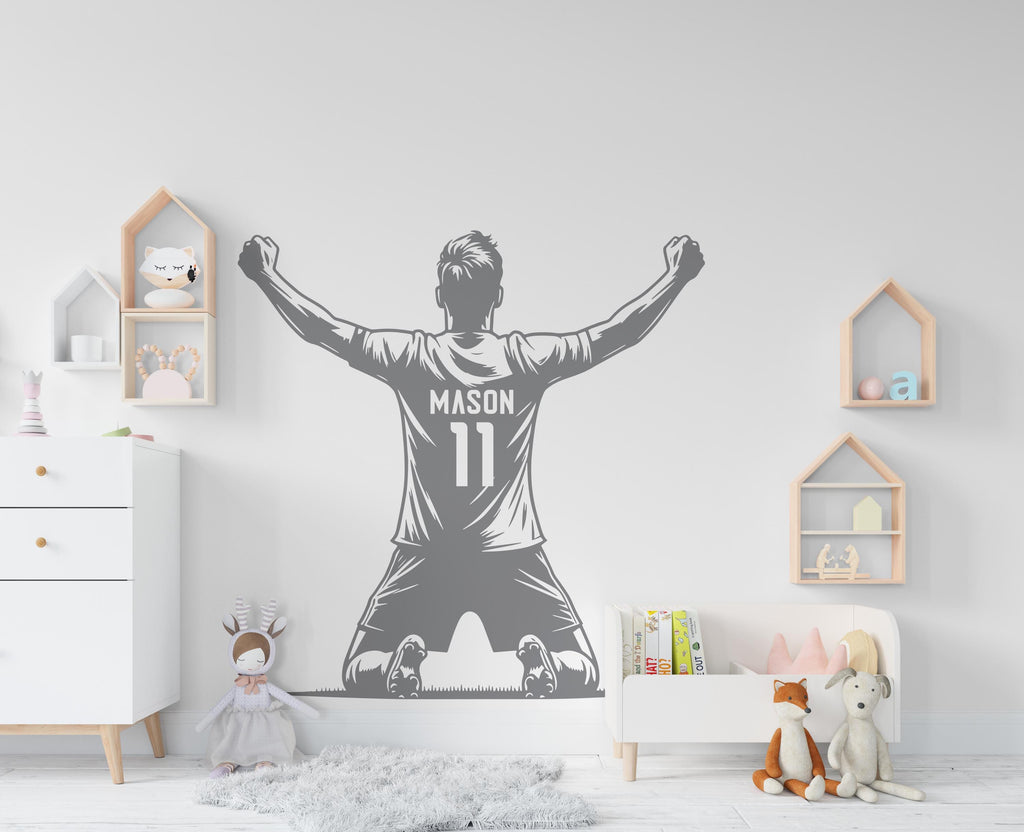 Soccer wall decor, Football Wall Decal Sport Vinyl, Personalized gifts, Football stickers, Boys Goal Wall Art, Wall Stickers Kids Room 448RS