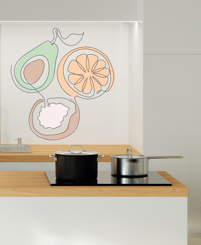 Boho Kitchen Wall Vinyl, Minimalist Line Art Design, Kitchen Boho Theme Decor, Boho Wall Decal, Kitchen Stickers, Kitchen Wall Decal 398LU