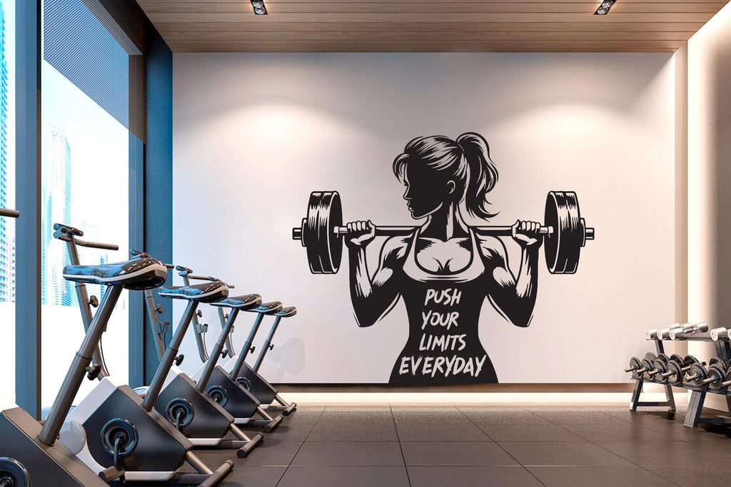 Gym Wall Decal Girl Power fitness Quote Decor Workout Art Vinyl Gym Wall Stickers Bedroom Gym Workout Girl Motivation Crossfit 449RS