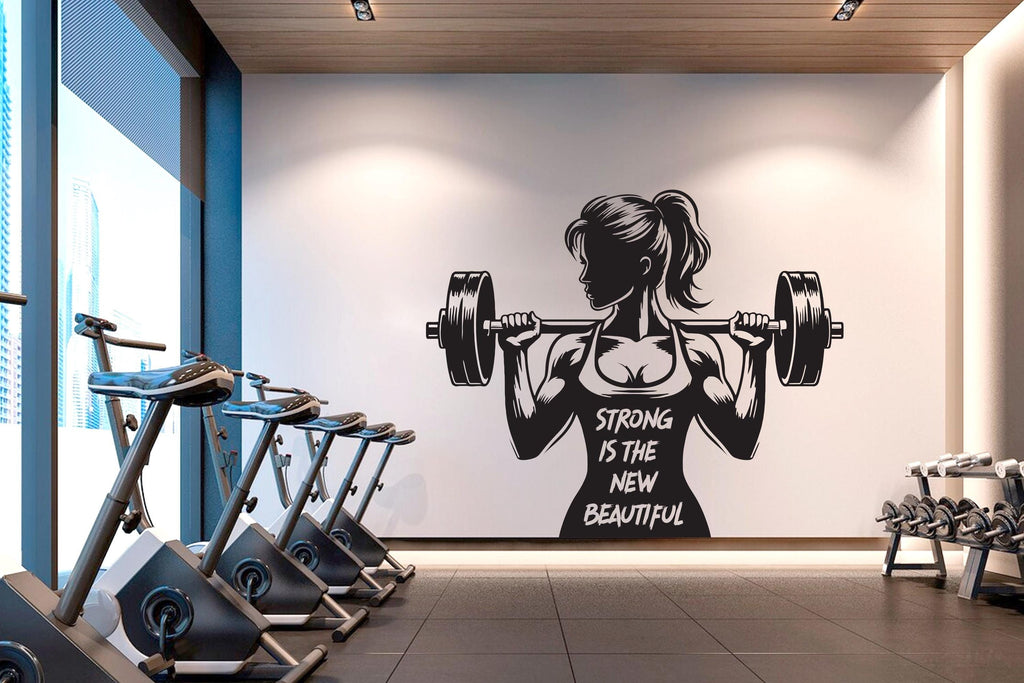 Gym Wall Decal Girl Power fitness Quote Decor Workout Art Vinyl Gym Wall Stickers Bedroom Gym Workout Girl Motivation Crossfit 450RS