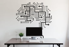 Load image into Gallery viewer, Circuit Board Wall Decal, Technology Vinyl Wall Art Decals, Brain Circuit Decal, Office Decor, Business Wall Decal, Wall Art Office 400LU