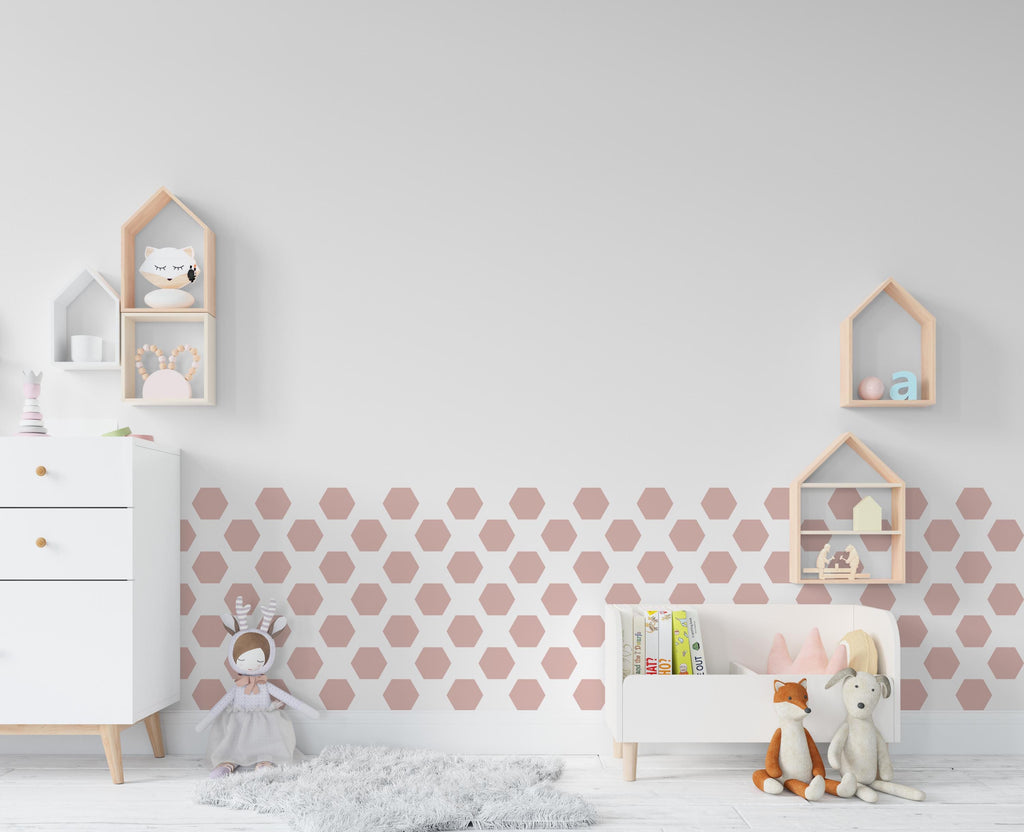 Hexagon Wall Decal Set, Design your Own Geometric Oasis with Seamless Hexagons, Geometric Kids room Wall Art, Nursery wall decal 402LU