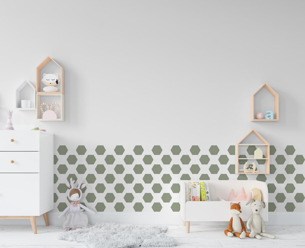 Hexagon Wall Decal Set, Design your Own Geometric Oasis with Seamless Hexagons, Geometric Kids room Wall Art, Nursery wall decal 402LU