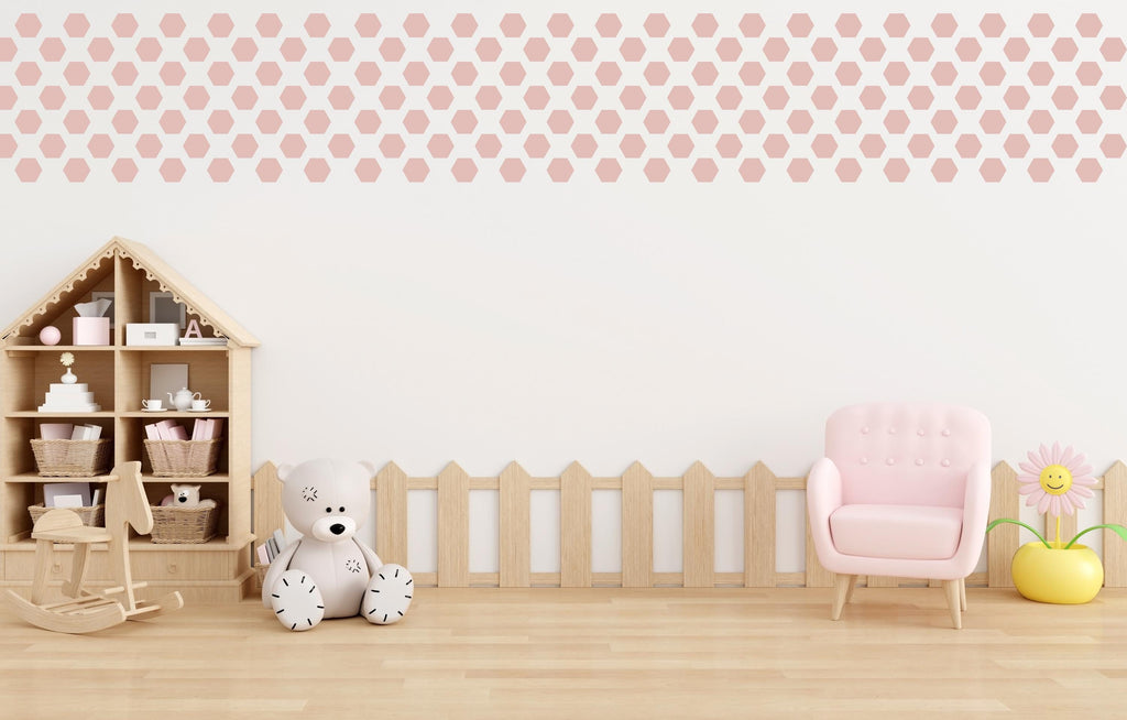Hexagon Wall Decal Set, Design your Own Geometric Oasis with Seamless Hexagons, Geometric Kids room Wall Art, Nursery wall decal 402LU