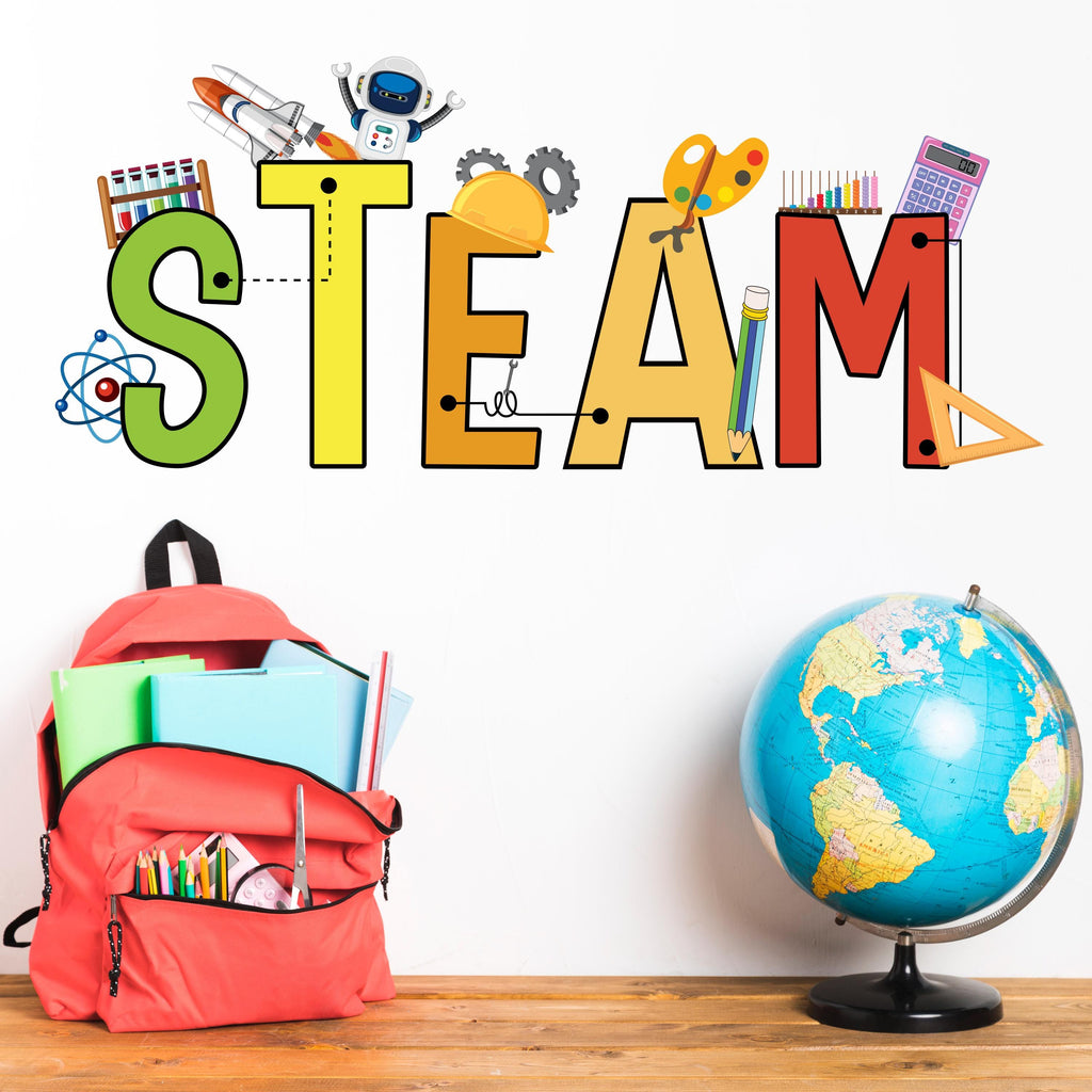 Stem Science Technology Engineering Math Wall Decal, Steam wall decals for school, stem school, steam school wall decor, classroom 405LU