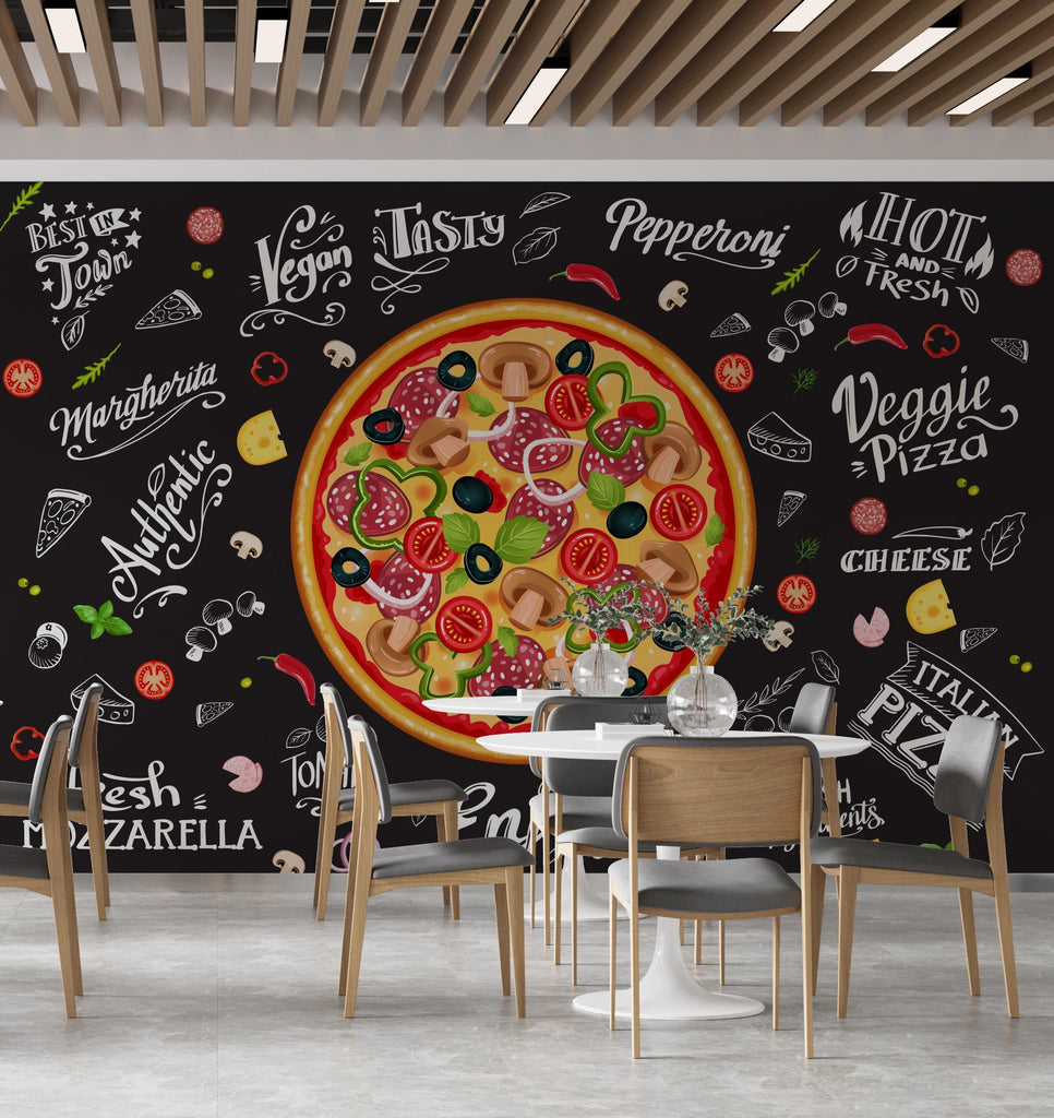 Pizza Restaurant Wall Graphics Peel and Stick Wallpaper Italian Restaurant Self Adhesive Removable Fabric Restaurant Mural 454RS