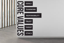 Load image into Gallery viewer, Core Value Wall Decal, Business Office Wall Decal, Marketing Office Wall Decor, Success Office Decals, Office Wall Art, Customizable 414LU
