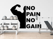 Load image into Gallery viewer, No Pain No Gain Gym Wall Decal Power fitness Squat Decor Workout Art Vinyl Gym Wall Stickers Bedroom Gym Workout Motivation Cross-fit 089DE