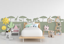 Load image into Gallery viewer, Safari Animals Wall Border Wall Decal, Scallop Decals, Savannah Wall Decor Decal, Boho Nursery, Safari Wall, Border Wall Decal 436RS