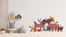 Load image into Gallery viewer, Forest Animals &amp; Birds Wall Decal, Woodland Wonderland, Animals Wall Sticker, Woodland Wall Decal, Woodland Decal Nature Nursery 416LU