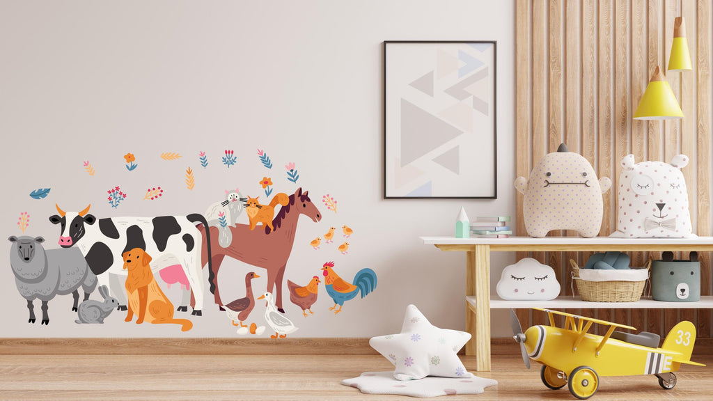 Farm Friends Wall Decal, Animals Wall Sticker, Farm Decor Wall Decal, Farm Animals Nature Nursery Wall Decal, Playroom Wall Decor 417LU