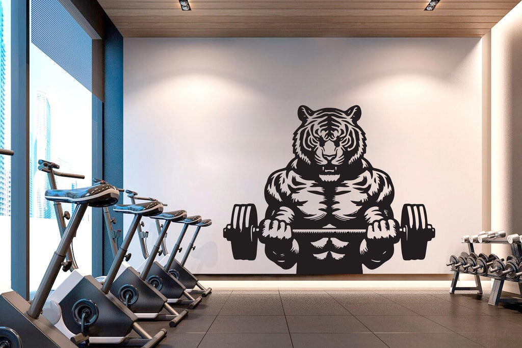Tiger Gym Wall Decor Tiger Fitness Wall Art Gym Wall Decals Wildlife Animal Wall Decal Crossfit Gifts Home Gym Wall Sticker Gym 459RS
