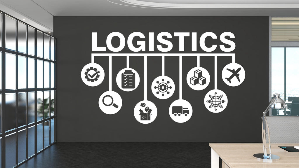 Logistics wall decal Planning Management Transport Inventory Packaging Distribution,Wall decal, Wall stickers, Wall decor, Wall Art 438RS