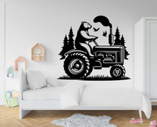 Load image into Gallery viewer, Bear on Tractor Wall Decor Bear Farm Tractor Wall Art Gym Wall Decals Bear Wall Decal Village Gifts Home Gym Wall Sticker Farm 440RS