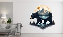 Load image into Gallery viewer, Bear Forest Wall Decor Bear Mountain Wall Art Nature Wall Decals Bear Wall Decal Lake Gifts Home Wall Sticker 461RS