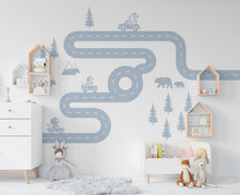 Load image into Gallery viewer, Road wind Wall Decal Highway Vinyl Sticker Track Route Wall Decor Kids Playroom Animals Boys Room Automotive Bedroom Mural Sticker 464RS