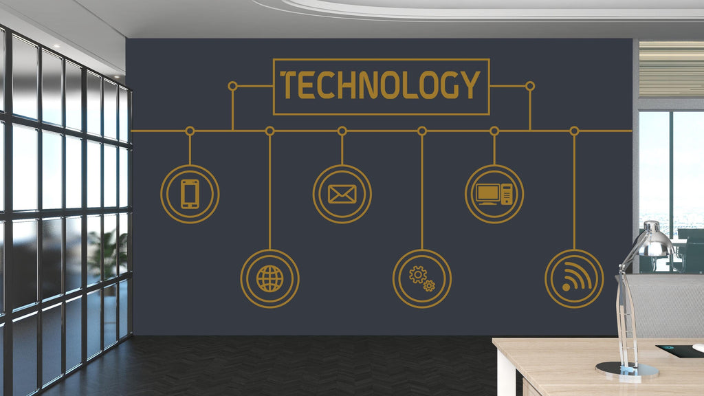 Technology Vinyl Wall Art Decal, Circuit Board Wall Decal, Office Wall Decor, Business Software Wall Sticker, Computer It Decor Office 465RS