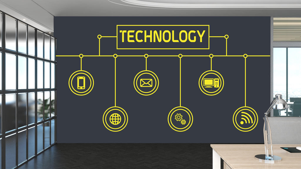 Technology Vinyl Wall Art Decal, Circuit Board Wall Decal, Office Wall Decor, Business Software Wall Sticker, Computer It Decor Office 465RS