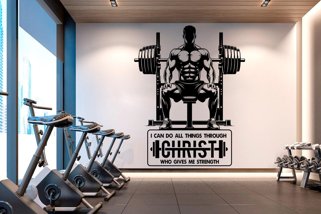 With Gods all things are Possible Afro American Fitness Wall Decal Afro Girl Workout Wall Decal Gym Wall Decor Motivational Wall Decal 466RS