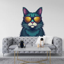 Load image into Gallery viewer, Cute Cat Sunglasses wall decal Cat decor Cat wall art Decal Cat Lover Animals Cat Mom Wall Bathroom Wall Decals Stickers Vinyl 091DE