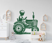 Load image into Gallery viewer, Little boy on a Tractor Wall Decor Bear Farm Tractor Wall Art Gym Wall Decals Bear Wall Decal Village Gifts Home Gym Wall Sticker Farm 441RS