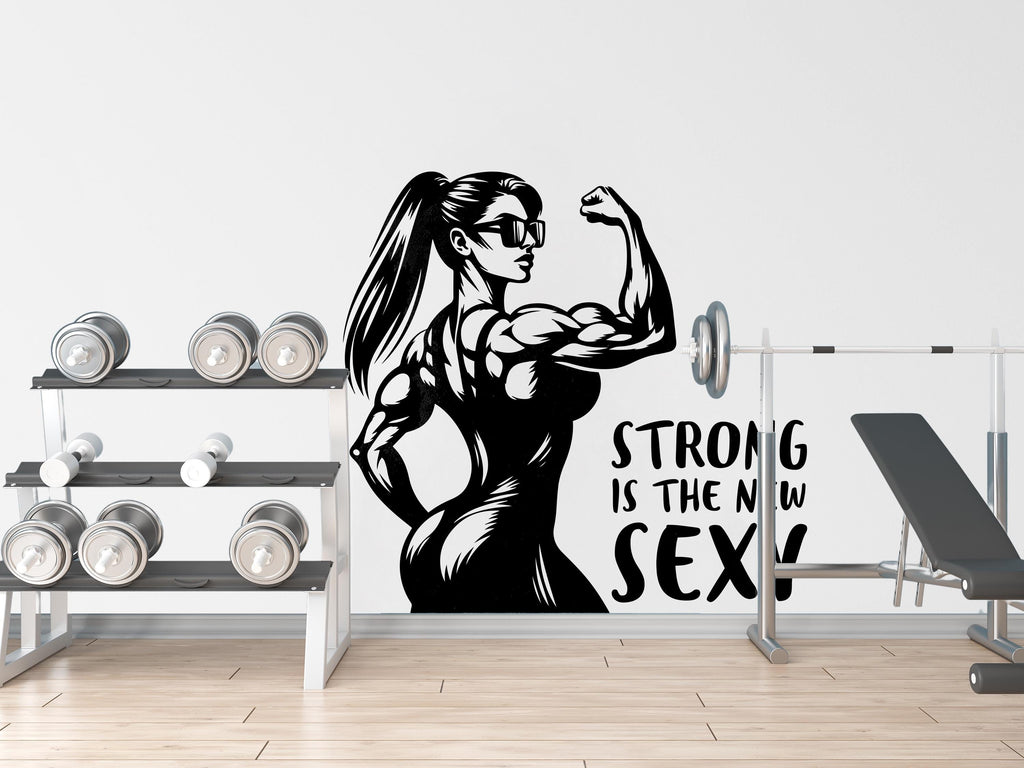Girl Gym Wall Decal Power fitness Women Squat Decor Workout Art Vinyl Gym Wall Stickers Bedroom Gym Workout Motivation Cross-fit 093DE