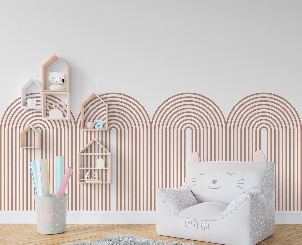 Scalloped Arch Wall Decal, Scallop Decals, Boho Wall Decor Decal, Boho Nursery, Scalloped Half Wall, Arch Wall Decal, Border Decal 338RS