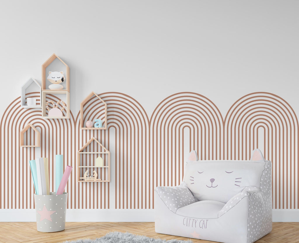 Scalloped Arch Wall Decal, Scallop Decals, Boho Wall Decor Decal, Boho Nursery, Scalloped Half Wall, Arch Wall Decal, Border Decal 338RS