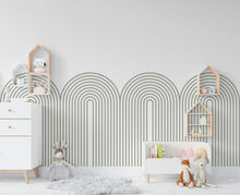 Load image into Gallery viewer, Scalloped Arch Wall Decal, Scallop Decals, Boho Wall Decor Decal, Boho Nursery, Scalloped Half Wall, Arch Wall Decal, Border Decal 338RS