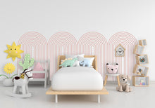 Load image into Gallery viewer, Scalloped Arch Wall Decal, Scallop Decals, Boho Wall Decor Decal, Boho Nursery, Scalloped Half Wall, Arch Wall Decal, Border Decal 338RS