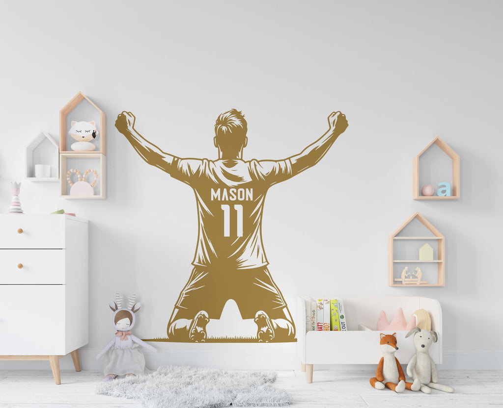 Soccer wall decor, Football Wall Decal Sport Vinyl, Personalized gifts, Football stickers, Boys Goal Wall Art, Wall Stickers Kids Room 448RS