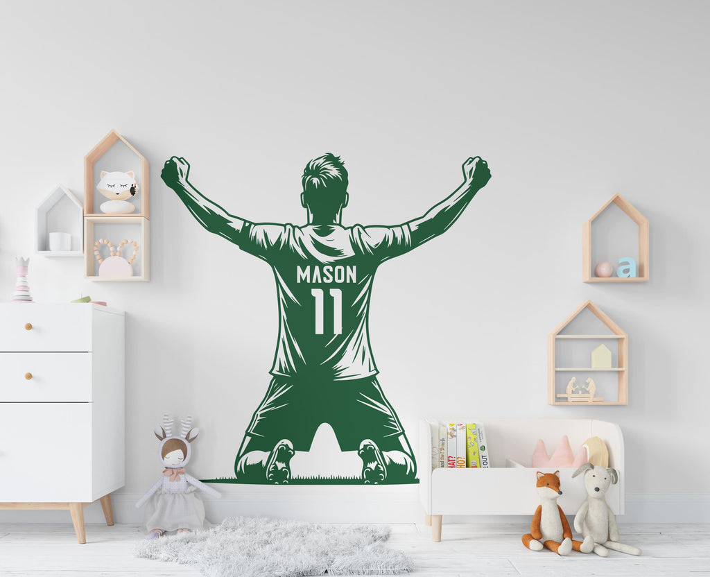 Soccer wall decor, Football Wall Decal Sport Vinyl, Personalized gifts, Football stickers, Boys Goal Wall Art, Wall Stickers Kids Room 448RS